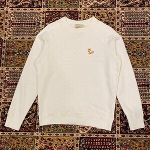 Maison Kitsuné Unisex Chillax Fox Patch Classic Sweatshirt Ecru White